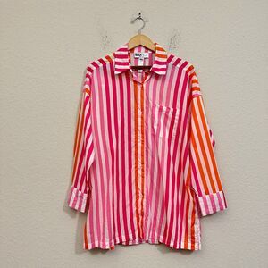 BEACH RIOT Alexa Shirt Sunset Striped Long Sleeve Cover Up Summer